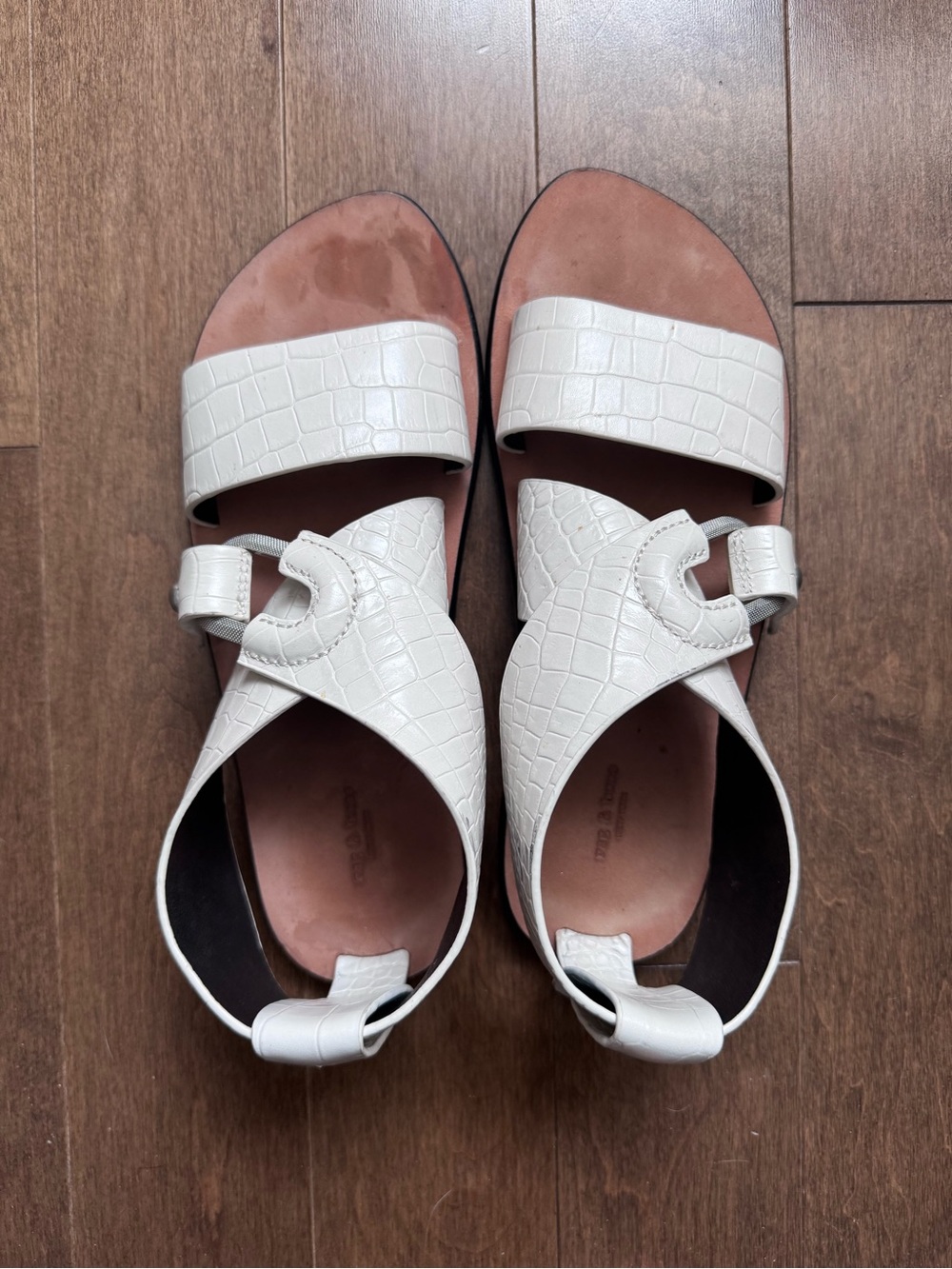 Rag & Bone August Crocodile-Embossed Leather Sandals
